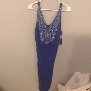 INC royal blue sequin knit tank dress